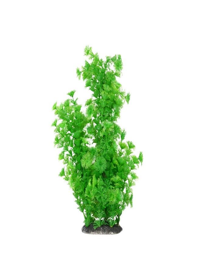 CNZ Aquarium Plastic Plant Decoration w Ceramic Base Medium 15-inch, Green - Image 1